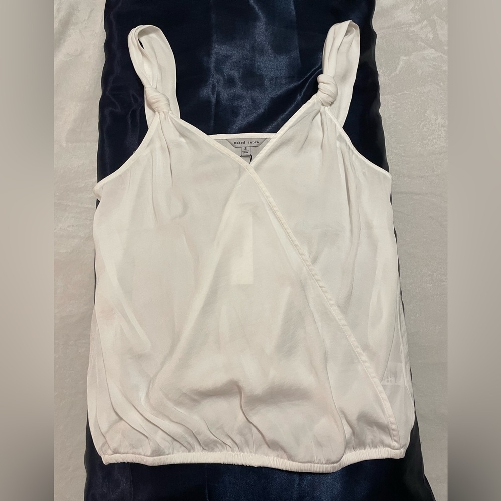 White silky Naked Zebra twist tank top